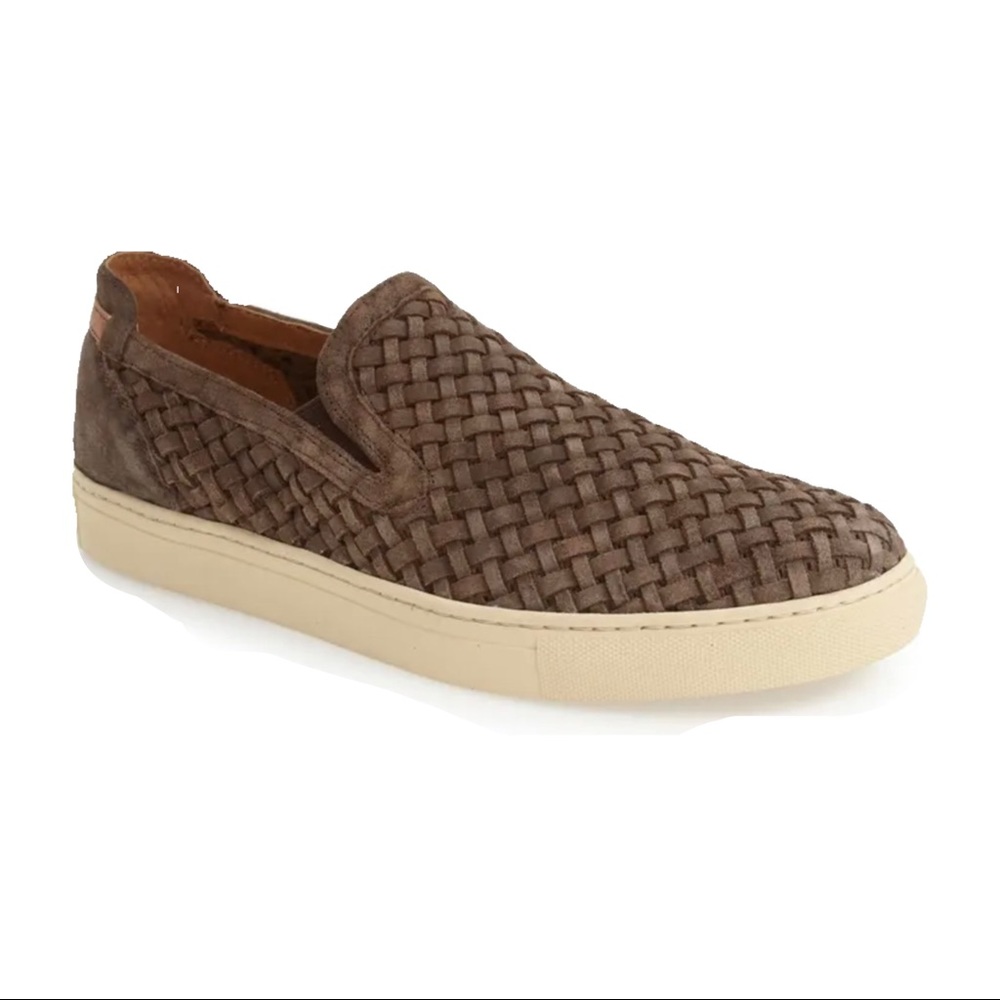 Donald J Pliner Karter3 Slip On Tan Light Brown Woven Suede Criss Cross sz 12